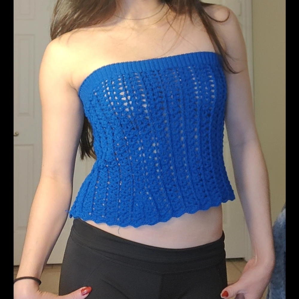NWOT Knit Crop Top Strapless Tube Top Beach Swimsuit Cover Handmade